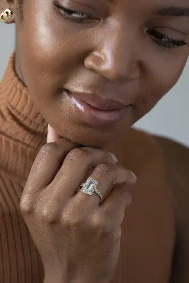 YI COLLECTION Aquamarine Tonal Deco Ring | Thumbnail 2