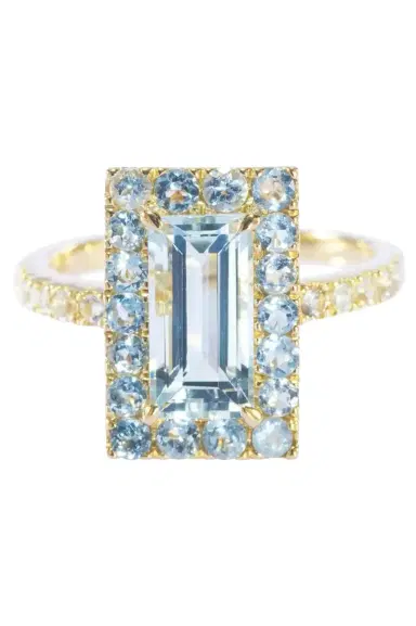 YI COLLECTION Aquamarine Tonal Deco Ring | Thumbnail 1