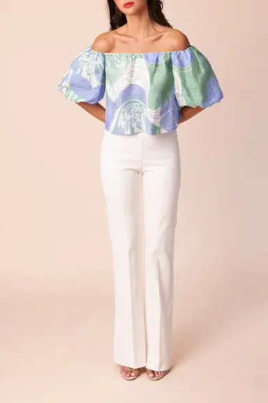 AVENUE MONTAIGNE Bellini Denim Flare Pant - White | Thumbnail 2