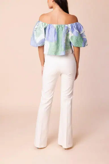 AVENUE MONTAIGNE Bellini Denim Flare Pant - White | Thumbnail 3