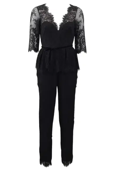 Marchesa Notte Belted Lace Jumpsuit | Thumbnail 1