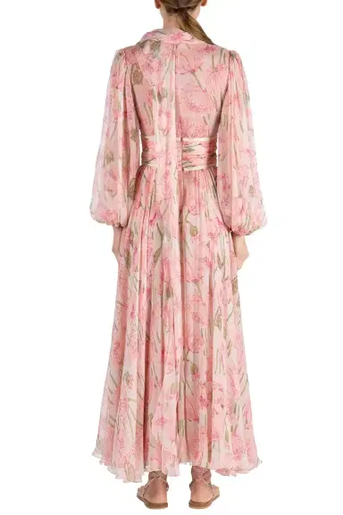 LUISA BECCARIA Big Poppies Chiffon Dress | Thumbnail 6