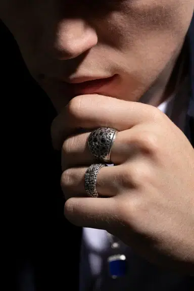 JOHN VARVATOS Black Diamond Stardust Wide Band Ring | Thumbnail 2