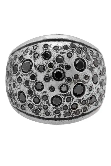 JOHN VARVATOS Black Diamond Stardust Wide Band Ring | Thumbnail 1
