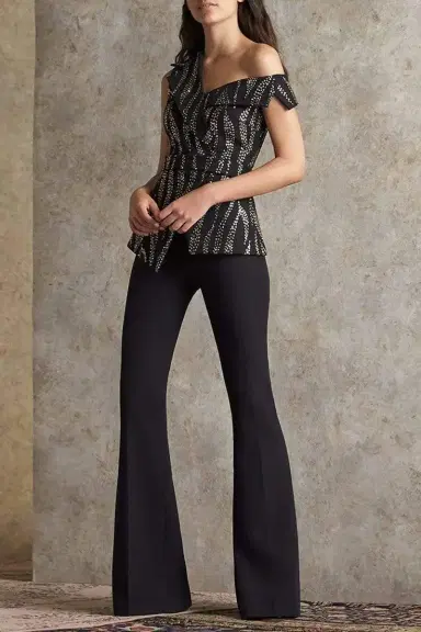 Safiyaa Black Halluana Flared Leg Pant | Thumbnail 2 Safiyaa Black Halluana Flared Leg Pant | Thumbnail 2