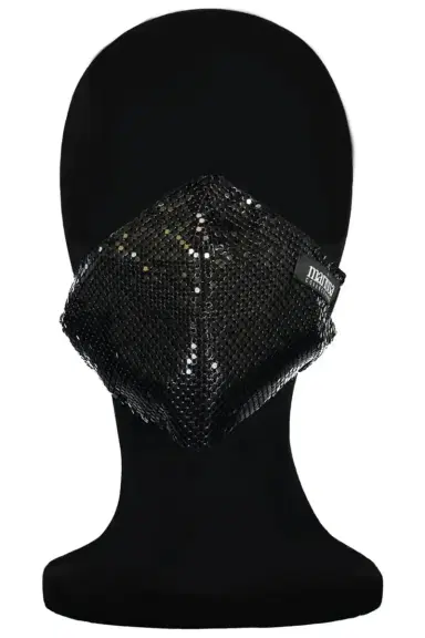 WE EAT AVOCADO TOAST Black Sequin Fashion Mask | Thumbnail 2 WE EAT AVOCADO TOAST Black Sequin Fashion Mask | Thumbnail 2