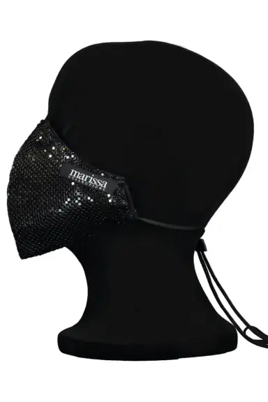 WE EAT AVOCADO TOAST Black Sequin Fashion Mask | Thumbnail 3 WE EAT AVOCADO TOAST Black Sequin Fashion Mask | Thumbnail 3