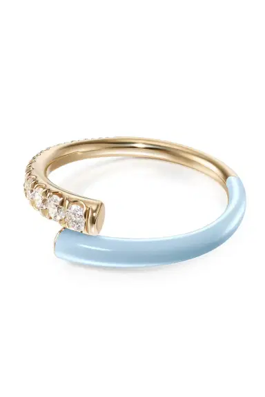 Melissa Kaye Blue Enamel Lola Pinky Ring | Thumbnail 1 Melissa Kaye Blue Enamel Lola Pinky Ring | Thumbnail 1