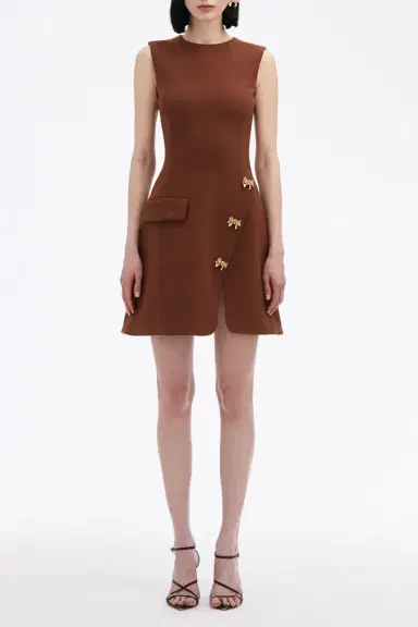 Oscar de la Renta Bow Button Split Skirt Dress | Thumbnail 2 Oscar de la Renta Bow Button Split Skirt Dress | Thumbnail 2