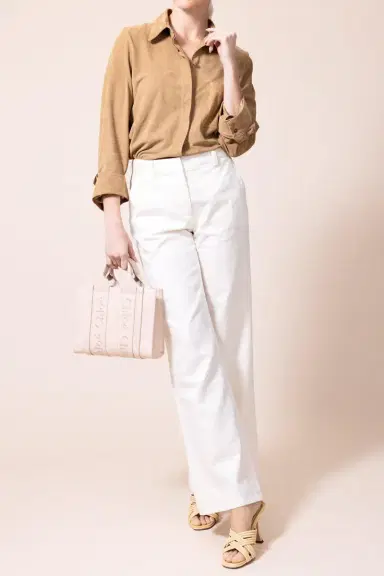 TWP Boyfriend Suede Shirt - Tobacco | Thumbnail 2