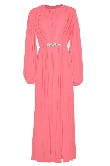 Reem Acra Bubble Sleeve Gown - Stawberry | Thumbnail 1