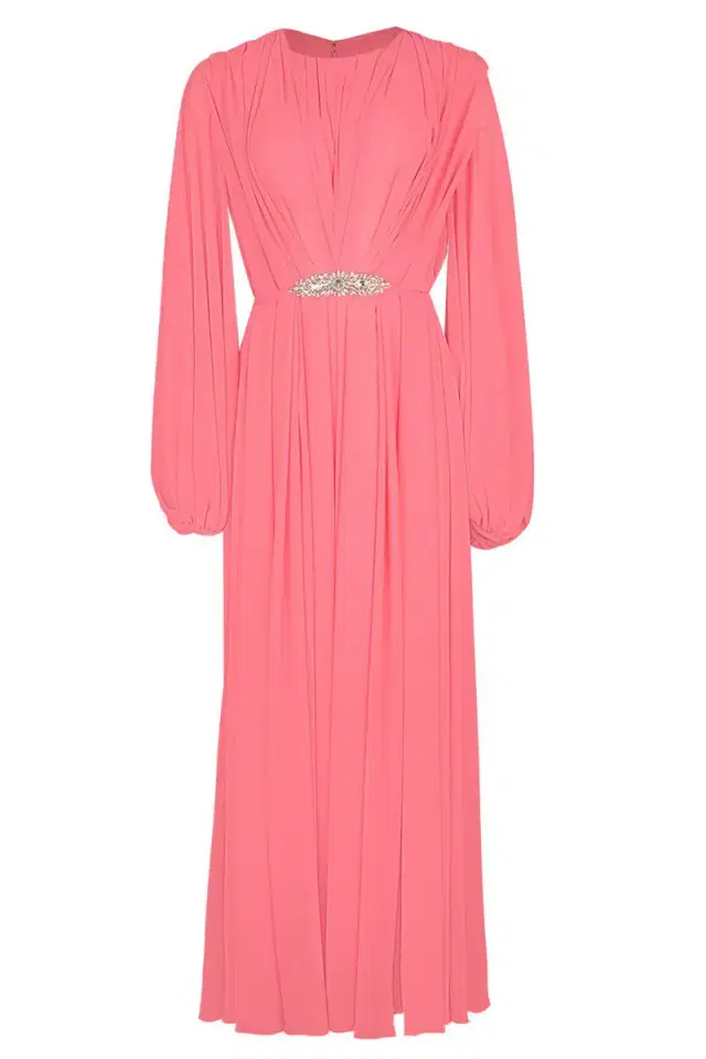 Reem Acra Bubble Sleeve Gown - Stawberry
