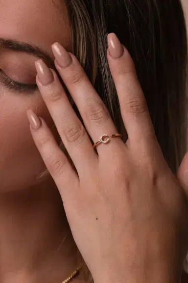 DANA REBECCA DESIGNS C Diamond Single Initial Ring | Thumbnail 3