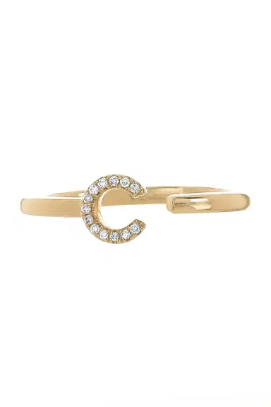 DANA REBECCA DESIGNS C Diamond Single Initial Ring | Thumbnail 1