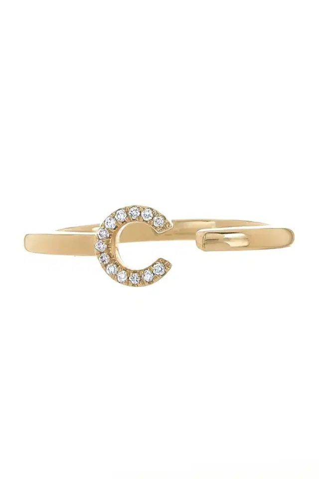 DANA REBECCA DESIGNS C Diamond Single Initial Ring