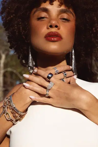 Rabanne Chainmail Earrings - Silver | Thumbnail 2