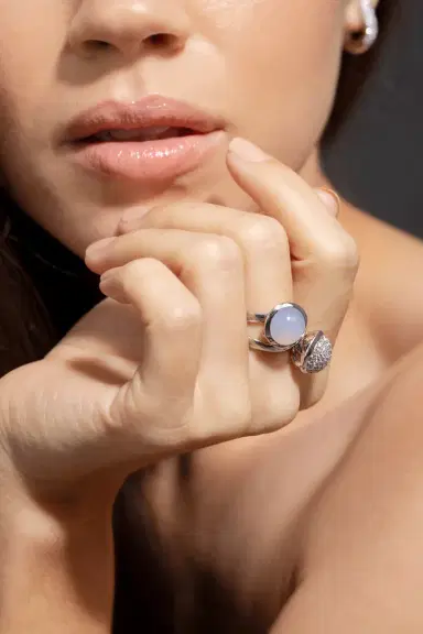TAMARA COMOLLI Chalcedony Large Bouton Ring | Thumbnail 3 TAMARA COMOLLI Chalcedony Large Bouton Ring | Thumbnail 3