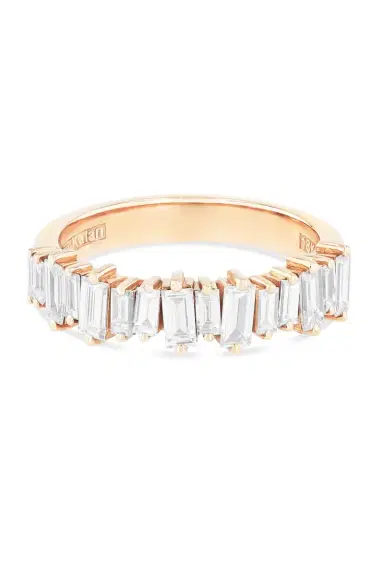 Suzanne Kalan Classic Diamond Half Band Ring - Rose Gold | Thumbnail 1