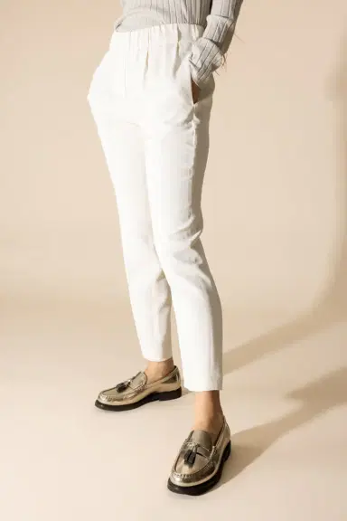 Brunello Cucinelli Classic Pull On Pant - Buttermilk | Thumbnail 3