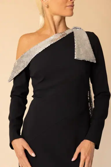 PAMELLA ROLAND Contrast Neckline Gown | Thumbnail 3