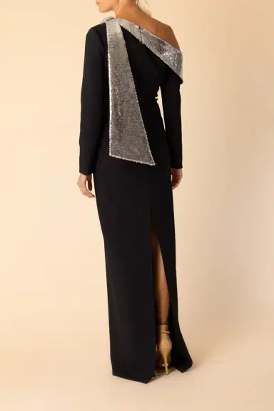 PAMELLA ROLAND Contrast Neckline Gown | Thumbnail 4