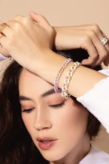 SHAY JEWELRY DIAMOND 7 PAVE LAVENDER CERAMIC MEDIUM LINK BRACELET | Thumbnail 2