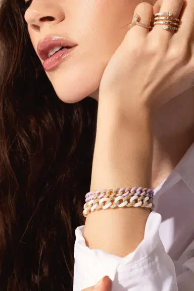 SHAY JEWELRY DIAMOND 7 PAVE LAVENDER CERAMIC MEDIUM LINK BRACELET | Thumbnail 3