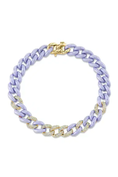 SHAY JEWELRY DIAMOND 7 PAVE LAVENDER CERAMIC MEDIUM LINK BRACELET | Thumbnail 1