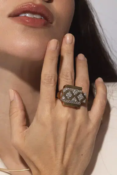 DAVID WEBB Diamond Cross Beam Ring | Thumbnail 3