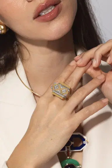 DAVID WEBB Diamond Cross Beam Ring | Thumbnail 4