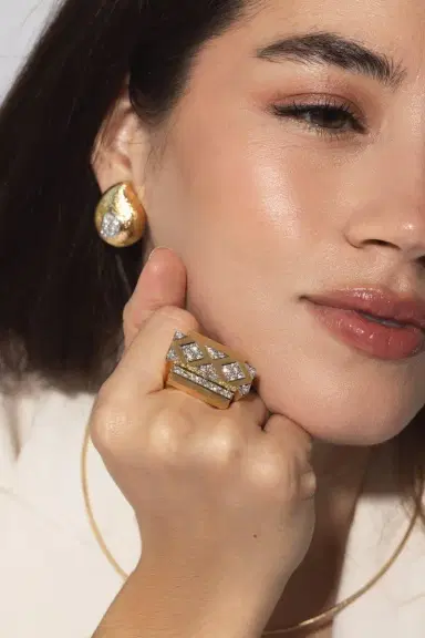 DAVID WEBB Diamond Cross Beam Ring | Thumbnail 5