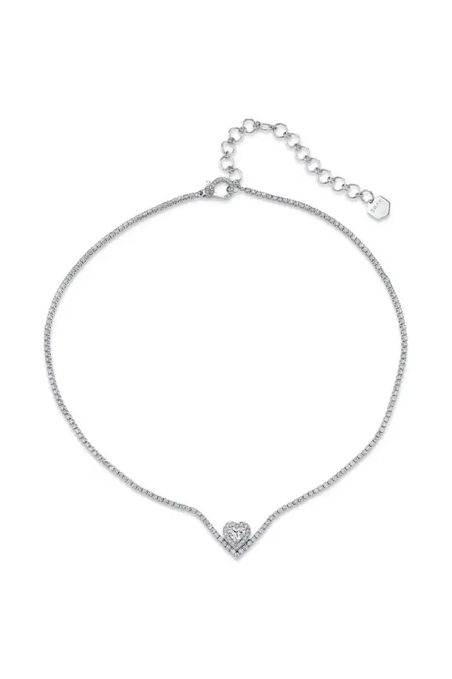 DIAMOND FLOATING HEART PAVE THREAD NECKLACE