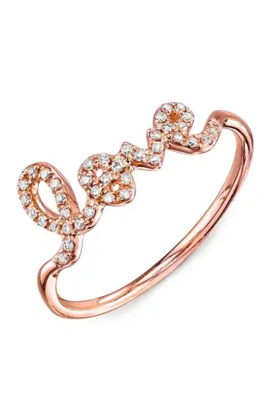 Sydney Evan Diamond Love Script Ring | Thumbnail 1 Sydney Evan Diamond Love Script Ring | Thumbnail 1