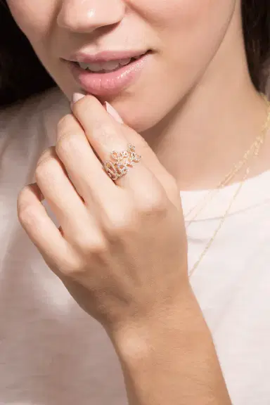 Sydney Evan Diamond Pave Love Script Ring | Thumbnail 2