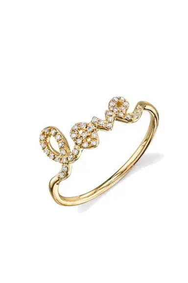 Sydney Evan Diamond Pave Love Script Ring | Thumbnail 1