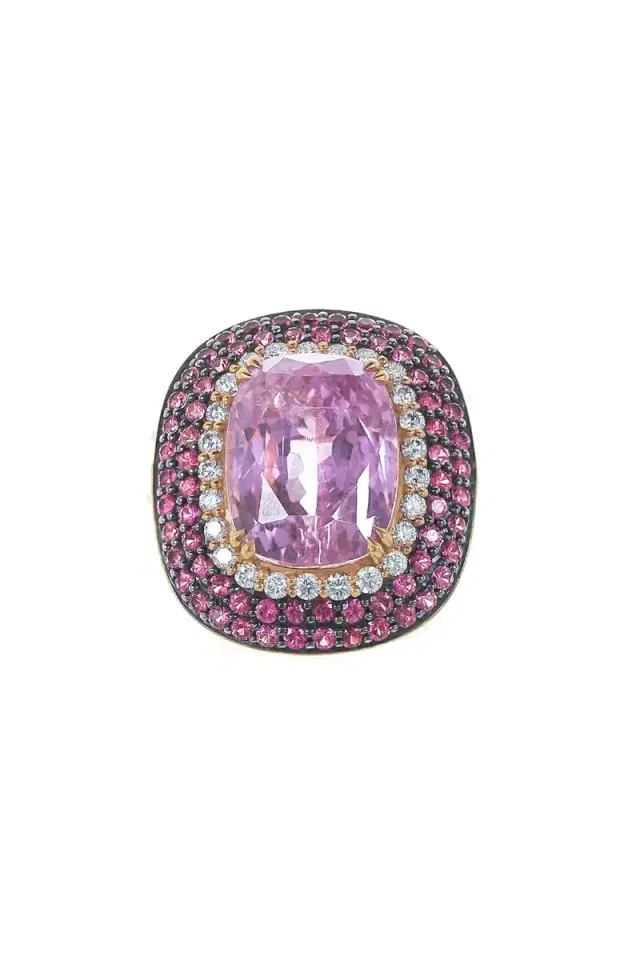 ALEXANDER LAUT Diamond Ruby Kunzite Ring