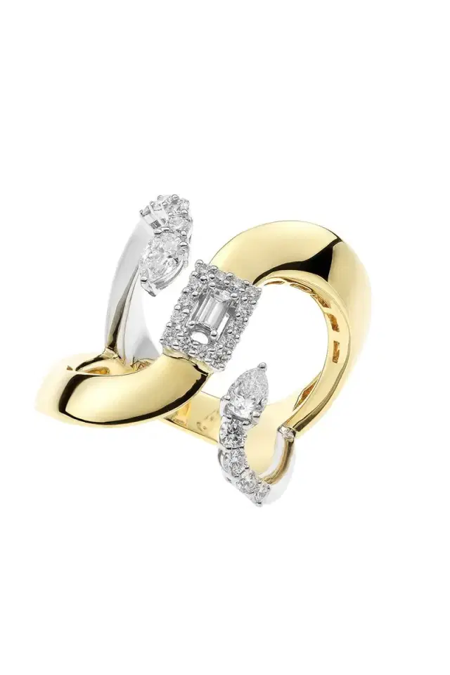 YEPREM Double Pear Baguette Diamond Ring