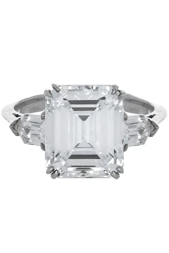 FANTASIA by DESERIO Emerald Cut Three Stone Ring