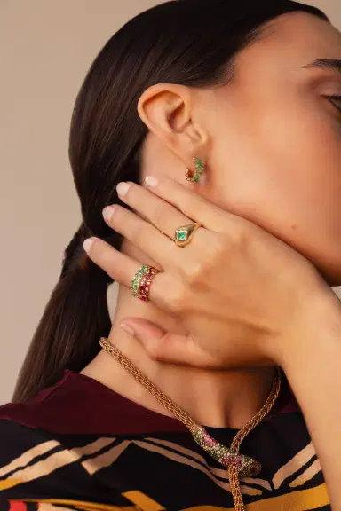 Suzanne Kalan Emerald Diamond Signet Ring | Thumbnail 3