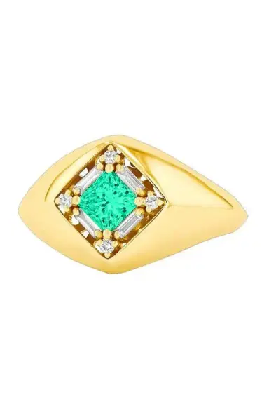Suzanne Kalan Emerald Diamond Signet Ring | Thumbnail 1