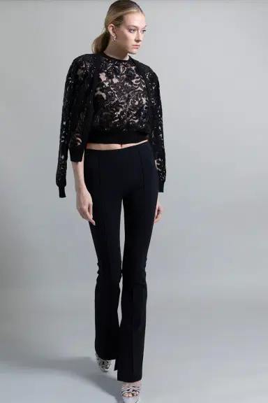 Adam Lippes Eva Flare Pant With Slit | Thumbnail 4