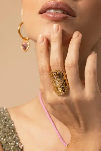 BUDDHA MAMA Evil Eye Diamond Wrap Ring | Thumbnail 3