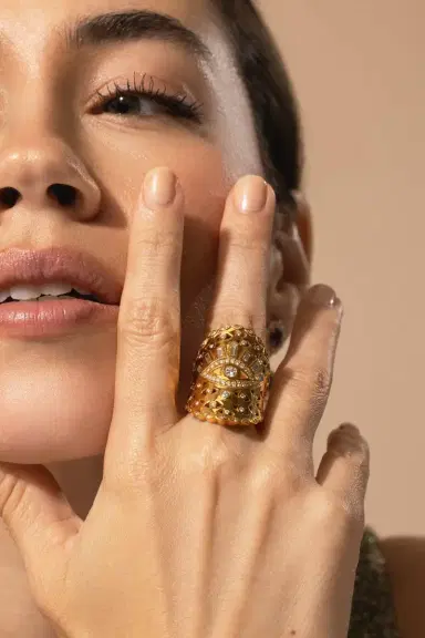 BUDDHA MAMA Evil Eye Diamond Wrap Ring | Thumbnail 4