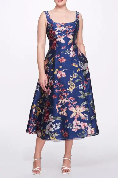 Marchesa Notte Floral A Line Cocktail Dress | Thumbnail 2