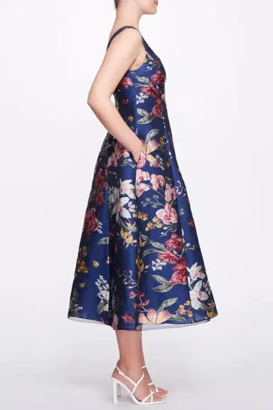 Marchesa Notte Floral A Line Cocktail Dress | Thumbnail 3