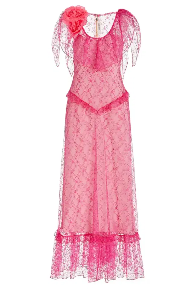Rodarte Floral Lace Dress With Ruffle Details