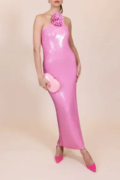 Rodarte Flower Detail Sequin Halter Gown | Thumbnail 2 Rodarte Flower Detail Sequin Halter Gown | Thumbnail 2