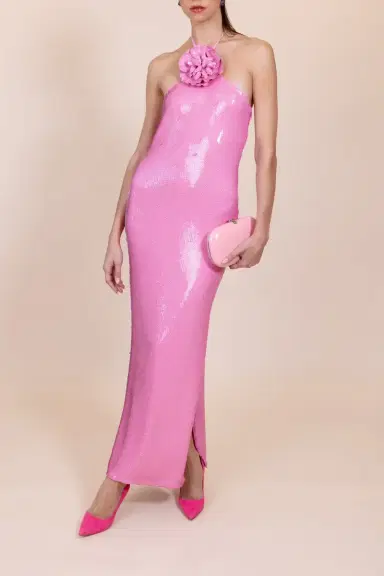 Rodarte Flower Detail Sequin Halter Gown | Thumbnail 4 Rodarte Flower Detail Sequin Halter Gown | Thumbnail 4