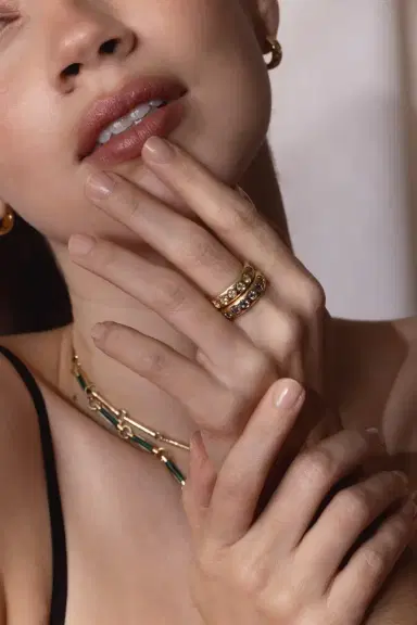 Foundrae Forever And Always A Pair - Love Aquamarine Gemstone Band | Thumbnail 2