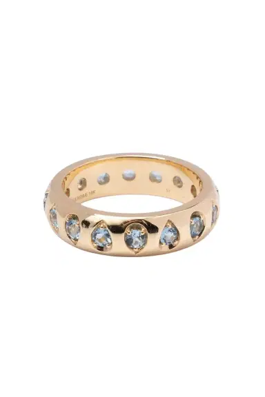 Foundrae Forever And Always A Pair - Love Aquamarine Gemstone Band | Thumbnail 1